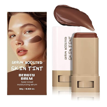 Foundation Stick Beauty Balm Serum, Boosted Skin Tint Contour Stick Moisturizing, Contourable Medium to Full Coverage for Women, Multi-Function (01)