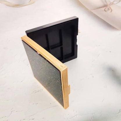 Black 5 Grids Empty Eyeshadow Palette with Gold Frame Mirror Lipstick Box Powder Blush Makeup Case Highlighters Container DIY Refillable Eye Shadow Pans