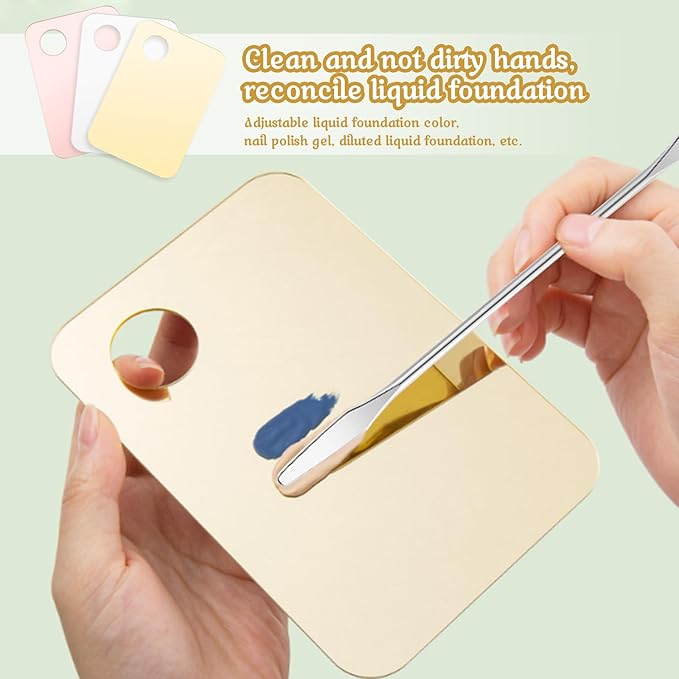 6 Pcs Makeup Mixing Palette Acrylic Palette with Spatula Tool Foundation Palette for Liquid Foundation Eye Shadow Oil Paints Nail Art (Pink, Yellow, Transparent)