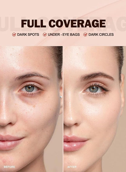 Under Eye Concealer, Color Corrector for Dark Circles, 【Full Coverage & Brightening】【Waterproof & Long Lasting】【Lightweight】Natural Matte Finish Concealer for Women, 02 Light Nude