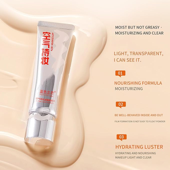 BLUE LOVE Liquid Foundation Makeup Full Coverage - Tinted Moisturizer for Combination & Oily Skin, Waterproof BB Cream Concealer for Mature Skin (Ivory White)