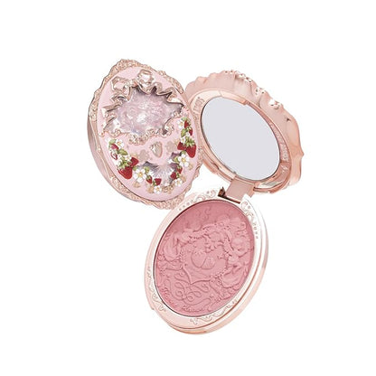 Flower Knows Strawberry Rococo Embossed Blush 03 Classic Ballet+Butterfly Cloud Collar Angled Powder Brush Frosty Wisteria