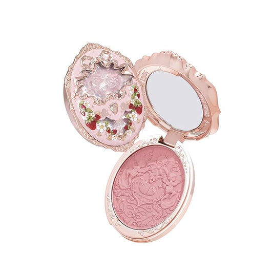 Flower Knows Strawberry Rococo Embossed Blush 03 Classic Ballet+Butterfly Cloud Collar Angled Powder Brush Frosty Wisteria