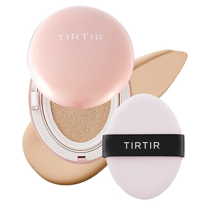 TIRTIR Mask Fit All Cover Pink Cushion Foundation | High coverage, Velvety Matte Finish, Lightweight, Flawless, Corrects Redness, Korean Cushion (#21N Ivory, Full Size, 0.63 Fl Oz)