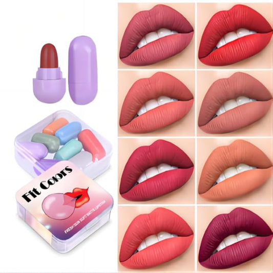SWANNA Mini Lipstick Set, 8 Color Capsule Lipstick, Matte Lipstick Set, Waterproof Long Lasting Mini Capsule Lipstick Set, Long Lasting Mini Matte Lipstick Lip Gloss, Multi Color Matte Lipstick