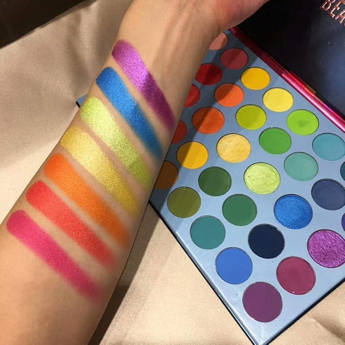 39 Pop Colors Eyeshadow Palette Matte Shimmer Eyeshadow Pigmented Colorful Long Lasting Waterproof Makeup Palette Blending Metallic Natural Makeup Eyeshadow Cosmetics