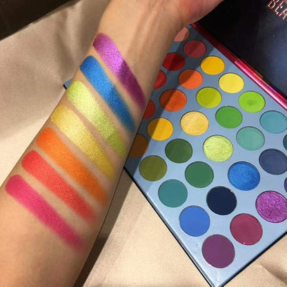 39 Pop Colors Eyeshadow Palette Matte Shimmer Eyeshadow Pigmented Colorful Long Lasting Waterproof Makeup Palette Blending Metallic Natural Makeup Eyeshadow Cosmetics