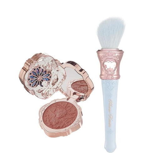 Flower Knows Little Angel Cream Blush 01 Flaming Heart +Butterfly Cloud Collar Angled Powder Brush Pearly Moonlight