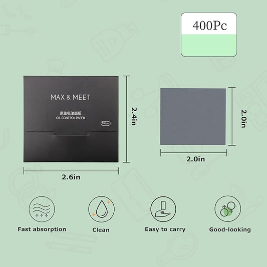 WishLotus Replacement for Face Oil Blotting Sheets, 400Pc Linen Oil Blotting Paper for Oily Skin, Oil Absorbing Sheets for Men and Women (400)