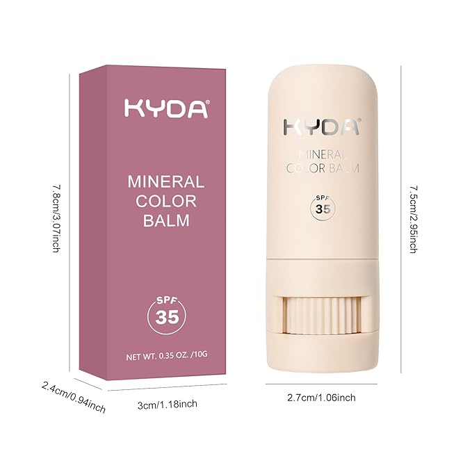 KYDA Mineral Color Balm, Buildable Shimmer Color for Lips and Cheeks, Broad spectrum SPF 35, Natural Shimmer Finish, Lightweight Blendable Creamy, Multiuse Blush Stick, ROSE