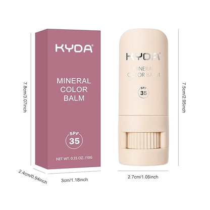 KYDA Mineral Color Balm, Buildable Shimmer Color for Lips and Cheeks, Broad spectrum SPF 35, Natural Shimmer Finish, Lightweight Blendable Creamy, Multiuse Blush Stick, ROSE