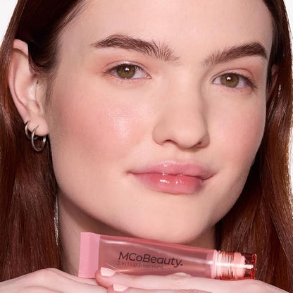 MCoBeauty 2-in-1 Glow & Treat Lip Oil, Chocolate, High-Shine, Hydrating, Lightweight, Vitamins and Botanical Extracts, Vegan, Cruelty Free Cosmetics