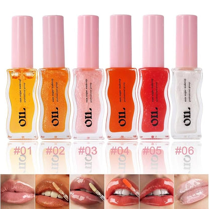 Honey Infused Hydrating Lip Oil Lip Gloss with Honey Tropical Scent, High-Shine Non-Sticky Formula for Dry Lips, 8ml (Ice Cream, Lip Oil-6)