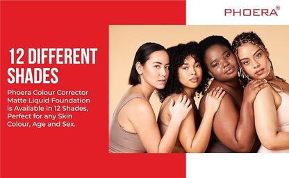 Phoera Foundation Full Coverage Makeup Set - 24hr Long Lasting Oil Control - Same Foundation Smarter Packaging - Inc x2 30ml Foundation (102 Nude)