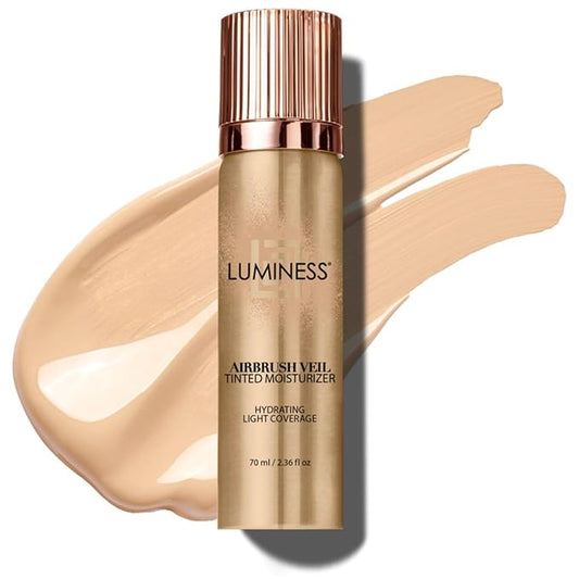 LUMINESS Airbrush Veil Tinted Moisturizer, Light Fair 010 - Lightweight, Hydrating, & Skin-Plumping Face Moisturizer Spray - Facial Skin Tint with Hyaluronic Acid, Ceramides, Glycerin, & Aloe