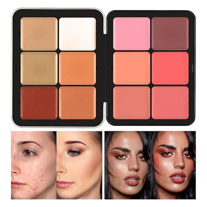 12 Color Concealer Palette Correcting Concealer Cream 12 Color Concealer Foundation Palette,Long-Wearing Full Coverage Makeup
