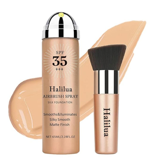 Sunscreen Airbrush Foundation Makeup Spray,SPF 35, Full Coverage Foundation for Mature Skin,Silky Mist Spray Makeup,Long Lasting Waterproof Concealer for Color Correction(#02 Beige)