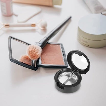 Mobestech Eyeshadow Pallets 4Pcs 3Grid Empty Makeup Eyeshadow Boxes Round Balms Storage Case Travel Containers Empty Cosmetics Makeup Sample Containers for Women Black Eyeshadow