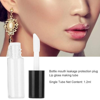 Case of 90 packs, Empty Plastic Clear Lip Gloss Tubes Lip Balm Bottle Container Black Transparent 1.2ML Makeup Tool for Women (90 pcs, Black)