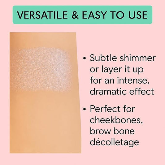 KimChi Chic Pearl Gone Wild Highlighter - Pressed Shimmer Powder for Face & Body, Iridescent Glow, with Mirror, Cruelty Free, Dream Pink Iridescent 0.32oz