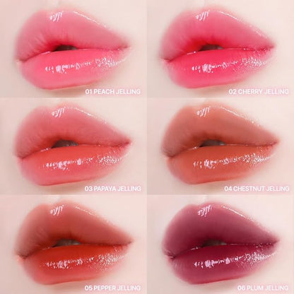 YNM Heart Jelling Tint (03 PAPAYA JELLING, 0.09 oz) Silicone Lip Brush Included, K-Beauty, Non-Sticky, Moisturizing, Smudge-Proof, Korean Lip Tint, Long-Lasting, Vivid Color
