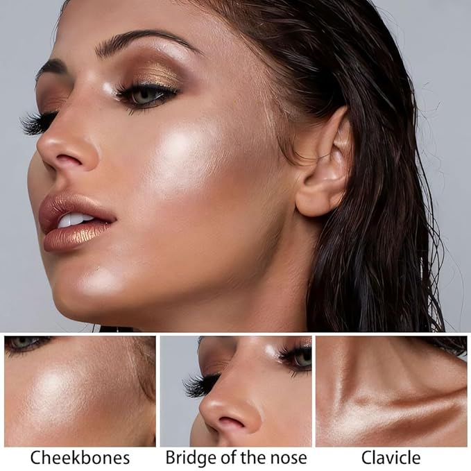 evpct 2Pcs Face Cream Contour Bronzer Sticks Makeup Highlighter Highlight Brown Coffee Pearl White Creme Cheek Contour Sticks contorno en crema Bronzing Foundation Face Contour Stick Kit,7+9 Uneversal