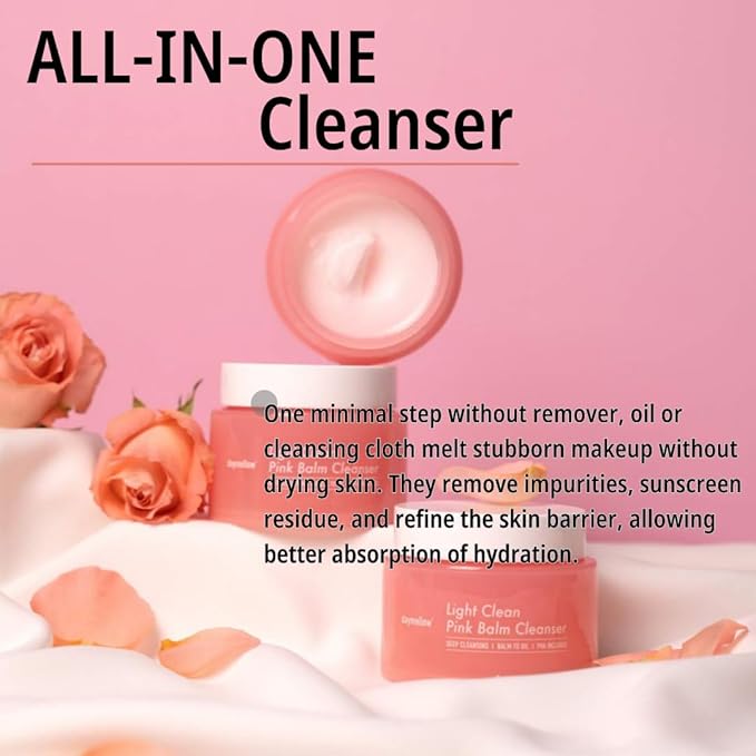 daymellow Light Clean Pink Balm Cleanser 3.04fl.oz/90ml, Face Cleansing Balm, Deep Cleanser, Makeup Remover, Pore Cleansing, Gentle Exfoliating, Moisturizing, Blackhead Remover, Korean Skincare