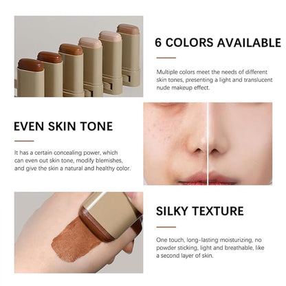 2PCS 3-in-1combining Foundation Stick Beauty Balm Serum Boosted Skin Tint,Solid Tinted Moisturizing Serum Contour Foundation Face for Women,Natural Finish Makeup,Buildable Medium-to-Full Coverage(#06)