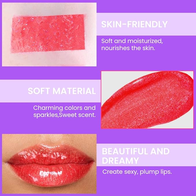 Glitter Liquid Lip Gloss,Red Shimmer Lipstick, Waterproof Shimmer Lip Stain Lip Glaze, High Shine Long Lasting Shiny Lip Color Makeup 10#