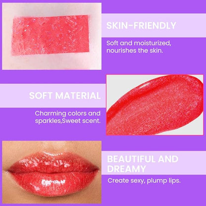 Glitter Liquid Lip Gloss,Red Shimmer Lipstick, Waterproof Shimmer Lip Stain Lip Glaze, High Shine Long Lasting Shiny Lip Color Makeup 10#