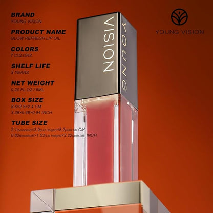 YOUNG VISION Lip Glow Oil, Lip Gloss with Jojoba Seed Oil, Moisturing and Plumping,0.20 fl oz(Pack of 1)