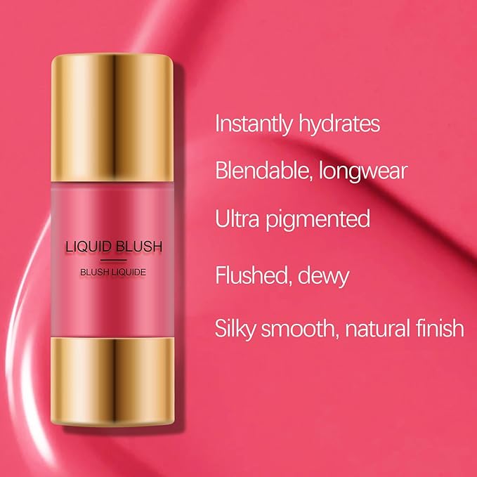 Boobeen Liquid Blush Stick for Cheeks Velvet Cream Blush Makeup, Blendable Blush Color, Matte Soft Creamy Face, Lightweight Natural Dewy Finish