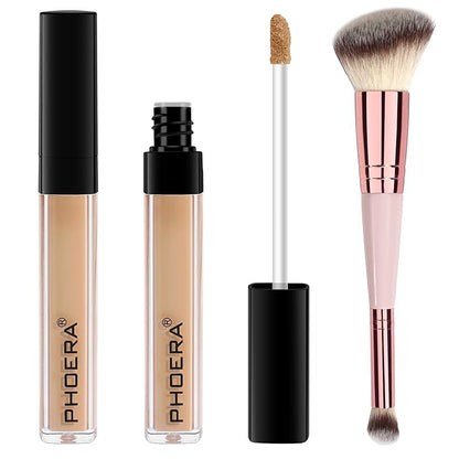 PHOERA Concealer, Lightweight, Full Coverage, Long Lasting, Corrects, Hydrates, Highlights, Matte Finish, All-Day Wear,with Concealer Brush (103#BEIGE)