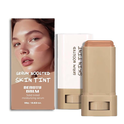 Foundation Stick Beauty Balm Serum Boosted Skin Tint, Solid Tinted Moisturizing Serum Contour Stick Foundation Face Stick for Women, Natural Finish Makeup