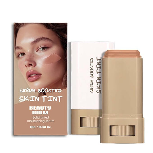 Foundation Stick Beauty Balm Serum Boosted Skin Tint, Solid Tinted Moisturizing Serum Contour Stick Foundation Face Stick for Women, Natural Finish Makeup