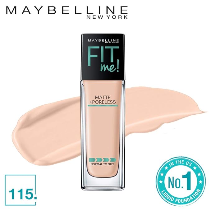 Maybelline Fit Me Matte + Poreless Pressed Powder Makeup & Liquid Foundation Makeup Bundle, 1 Count Each
