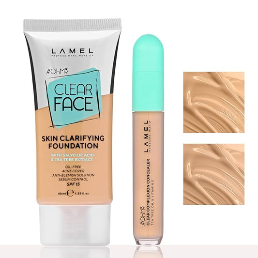 Clear Face Complexion Duo: Foundation 404 & Concealer 403 for Medium to Tan Skin Tones
