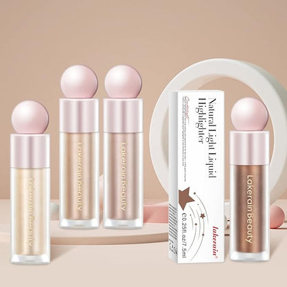Liquid Highlighter Makeup, Natural Silky Shimmer Finish Liquid Face Highlighter, Highly Pigmented, Lightweight, Blendable, Soft Cream Highlighter For Face (#02 Champagne Shimmer)