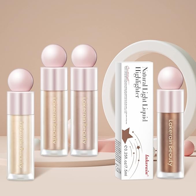 Liquid Highlighter Makeup, Natural Silky Shimmer Finish Liquid Face Highlighter, Highly Pigmented, Lightweight, Blendable, Soft Cream Highlighter For Face (#04 Bronze Gold Shimmer)