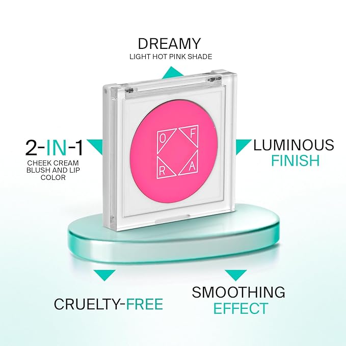 Ofra Cheek and Lip Cream - Heart Eyes - Cool Baby Doll Pink Blush - 2-in-1 Makeup Cream Blush and Lip Color - Lightweight, Buildable, and Blendable Formula - 4g