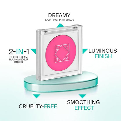 Ofra Cheek and Lip Cream - Heart Eyes - Cool Baby Doll Pink Blush - 2-in-1 Makeup Cream Blush and Lip Color - Lightweight, Buildable, and Blendable Formula - 4g