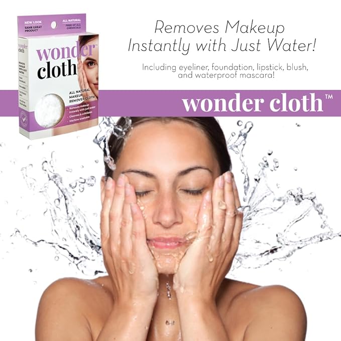Cloth (Pack of 3) - All Natural Make-Up Remover Cloth, Removes Makeup Instantly with Just Water, Cleanses and Exfoliates, Machine Washable