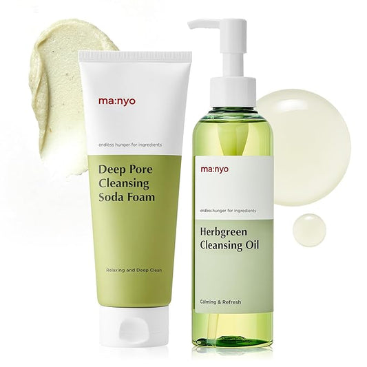 ma:nyo Herbgreen Cleansing Oil 6.7fl oz & Deep pore Soda Foam 5.0fl oz