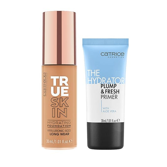 Catrice | True Skin Foundation 70 & The Hydrator Plump & Fresh Primer Bundle | Full Coverage Makeup | Vegan & Cruelty Free