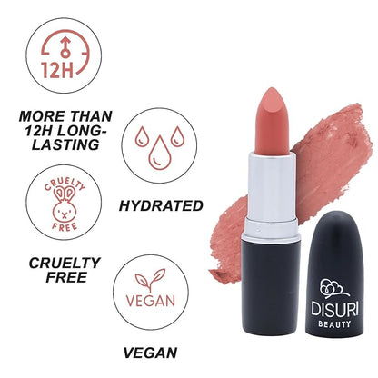 Matte Bullet Long Wear Lipstick - Vegan and Cruelty-Free - Smudge and Waterproof Matte Lipstick with Moisturizing Formula - All Day Comfort - (Daring Desire #04)