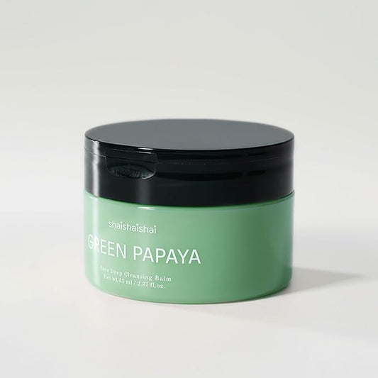 GREEN PAPAYA Pore Deep Cleansing Balm, Makeup Remover, Gentle Exfoliating, Pore Cleaner, Black Head Remover for Face, Oil Cleanser with Jojoba Oil, Korean Skin Care, 2.87oz