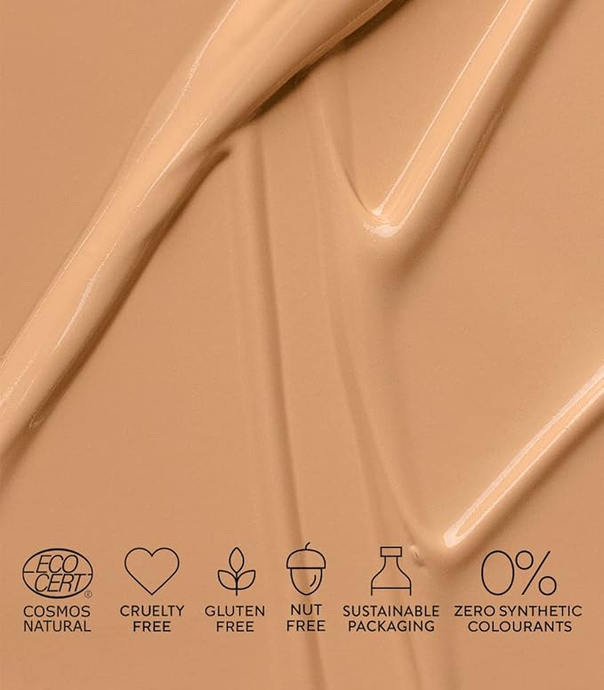 MÁDARA Organic Skincare | SKINONYM Semi-Matte Peptide Foundation, #40 SAND, 30ml – Boosted by collagen-supporting peptides, Semi-matte finish, Adapts to the skin's texture, Ecocert certified.