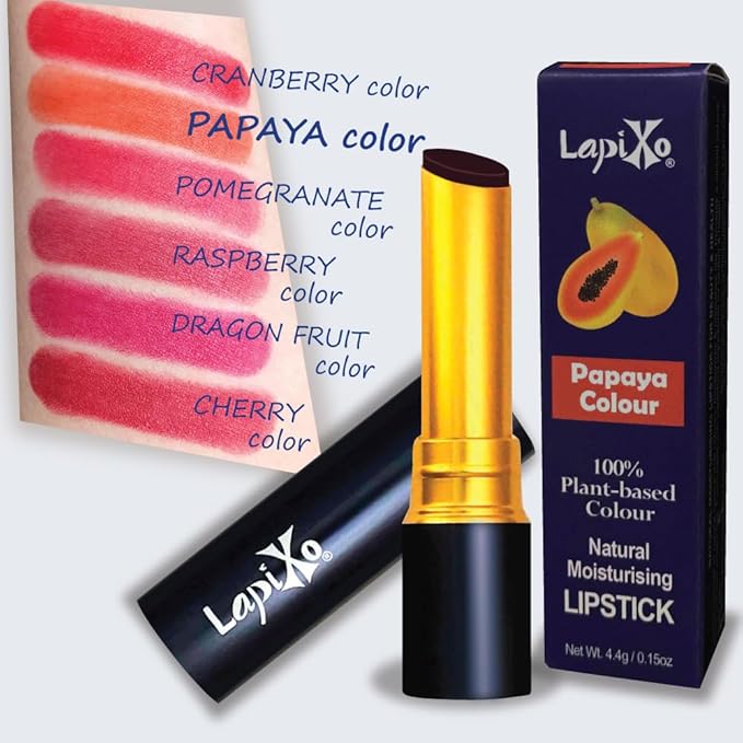 100% Plant-based Color Lipstick, Unique Formula, Natural + Moisturizing | Non-Toxic, All Food Ingredients, Antioxidant-rich, Natural Matte Vibrant Color, 4.4g/0.15oz (Papaya color)