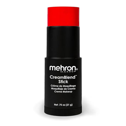 Mehron Makeup CreamBlend Stick | Face Paint, Body Paint, & Foundation Cream Makeup | Perfect for Halloween .75 oz (21 g) (Really Bright Red)