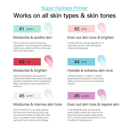 AKARY Gel-Based & Hydrating Face Primer For Smoothing Skin & Gripping Makeup with Vitamin E, Long-Wear Foundation Face Primer for Oil Control, Even Fine Lines, 0.81 Fl Oz, 06 Lavender
